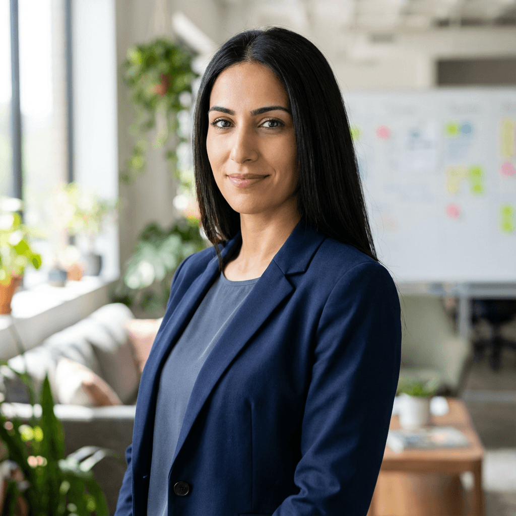 Professional headshot of a female operations manager in professional attire
