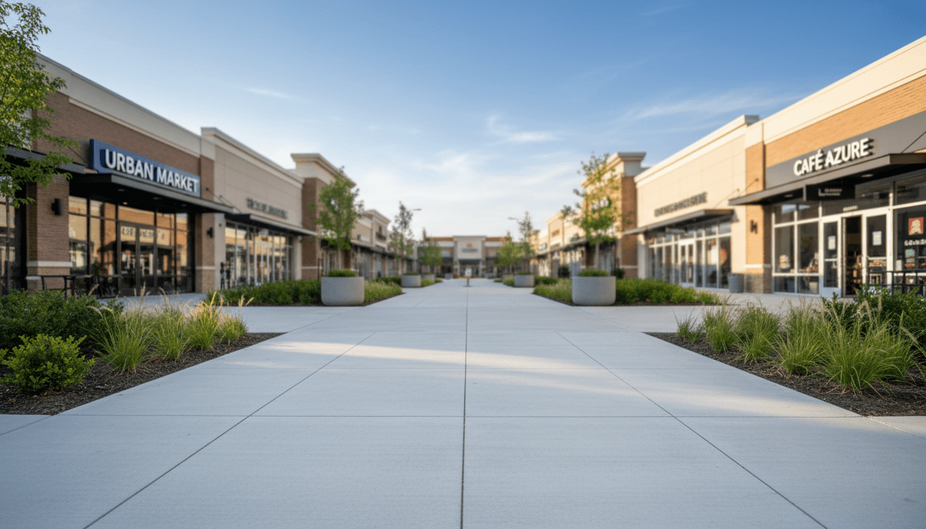 Crisp edging between sidewalk and turf at a commercial property in Fort Worth